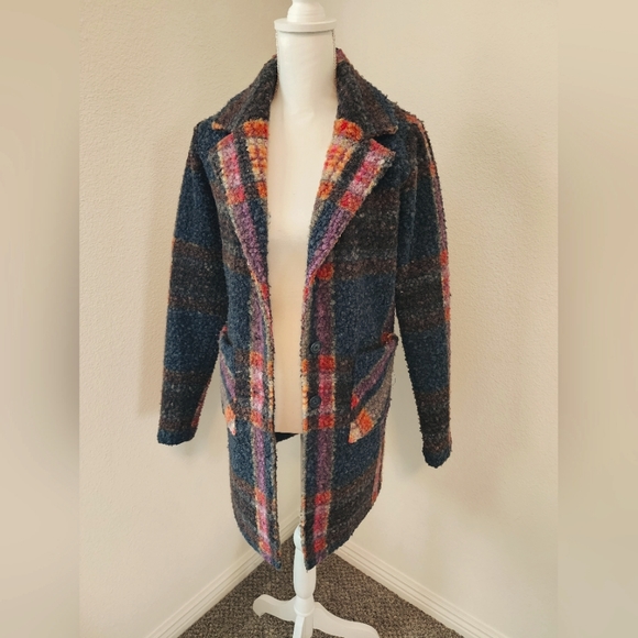 Charlie B Plaid Boulce Knit Coat Size XS - Picture 2 of 11